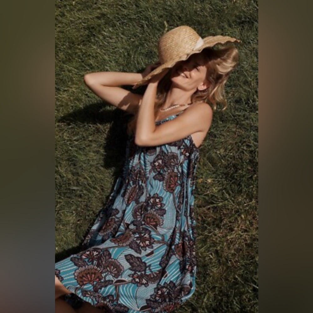 Anthropologie Black and Blue Patterned Dress‎ NWOT